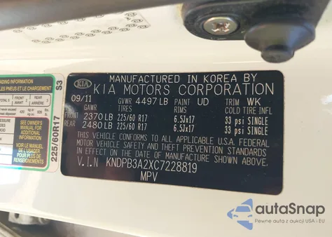 2012 Kia Sportage Lx из США, поврежденный, VIN KNDPB3A2XC7228819